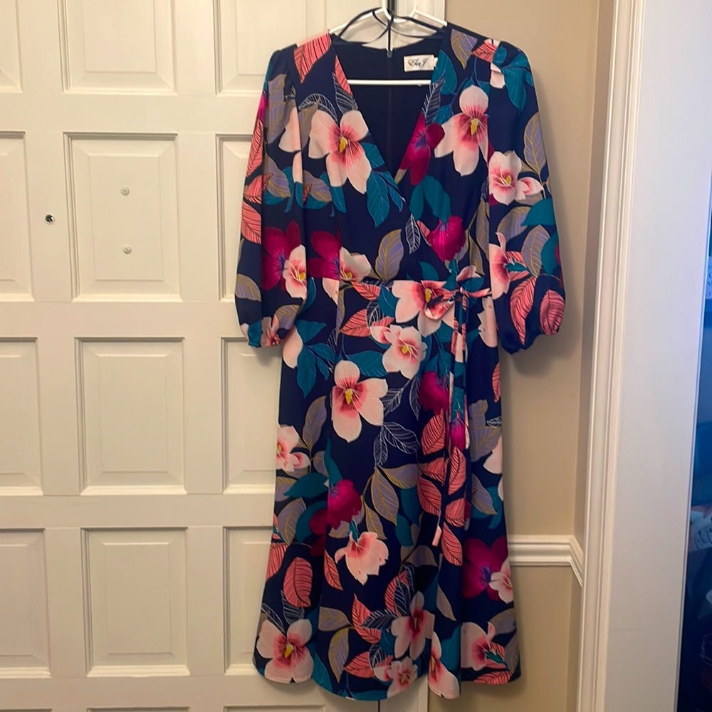 Beautiful Eliza J dress. Worn twice, from Nordstrom. Faux wrap around.
